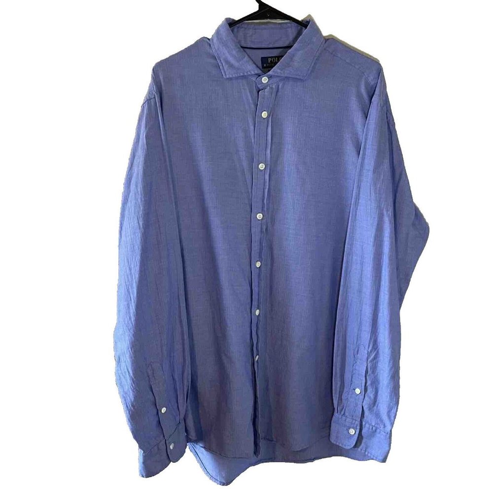 Ralph Lauren Polo Shirt Mens Size XL Blue Casual Twill Long Sleeve Button Up